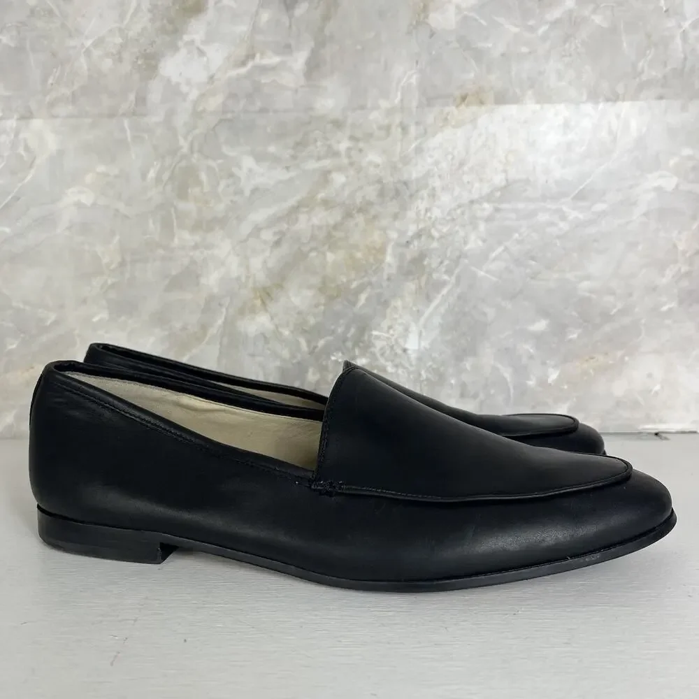 Sam Edelman Leon Black Leather Loafers US 10M Classic Slip-on Round Toe